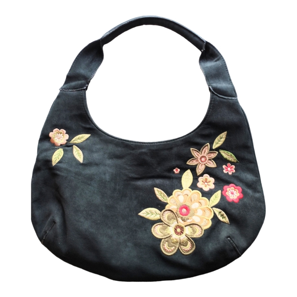 Lulu Floral Embroidered Blue Shoulder Bag